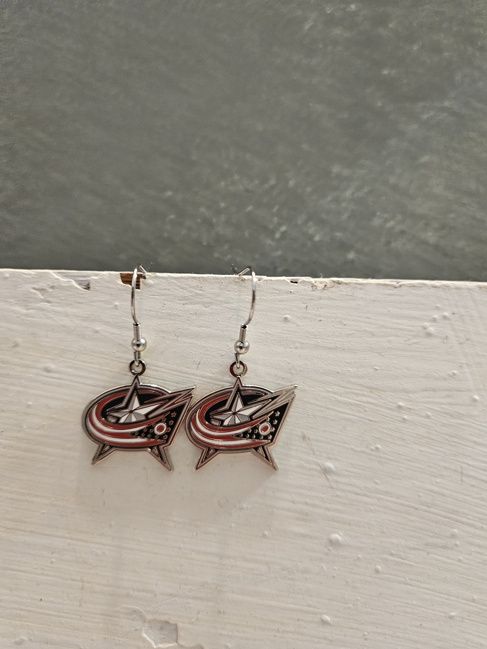 Columbus Blue Jackets Logo Dangle Earrings - Red, White, Navy